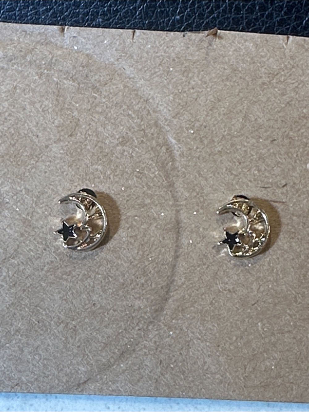 Crescent Moon Star Stud Earrings in Gold & Silver